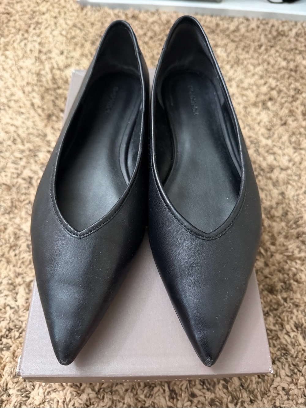 Nordstrom Black Pointed Toe Leather Flats